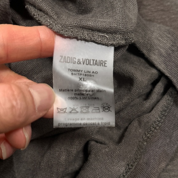 Zadig & Voltaire Tommy Lin Ao Linen Camo Green Brown T Shirt Mens XL - Picture 6 of 8